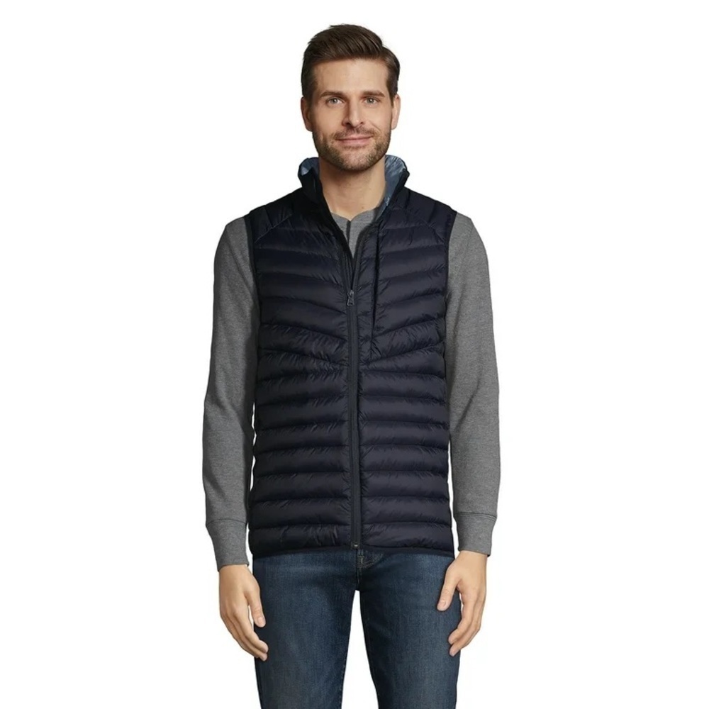 Lands' End NWT Men's Ultra Lightweight Down Vest in Radiant Navy